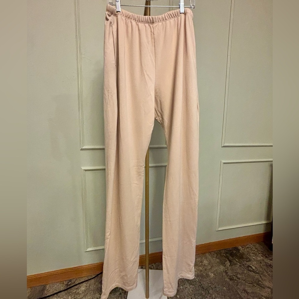 Naked Wardrobe Sweatpants Lounge Pockets Beige Elastic Waist - XL NWOT MSRP $49